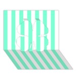 Vertical Stripes - White and Aquamarine Clover 3D Greeting Card (7x5)