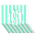 Vertical Stripes - White and Aquamarine Peace Sign 3D Greeting Card (7x5)