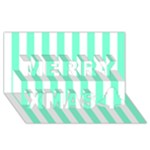 Vertical Stripes - White and Aquamarine Merry Xmas 3D Greeting Card (8x4)