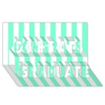 Vertical Stripes - White and Aquamarine Congrats Graduate 3D Greeting Card (8x4)