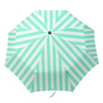 Vertical Stripes - White and Aquamarine Folding Umbrella