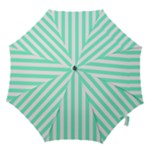 Vertical Stripes - White and Aquamarine Hook Handle Umbrella (Small)