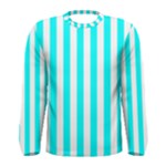 Vertical Stripes - White and Aqua Cyan Men s Long Sleeve T-shirt