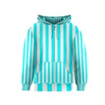 Vertical Stripes - White and Aqua Cyan Kid s Zipper Hoodie