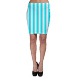 Vertical Stripes - White and Aqua Cyan Bodycon Skirt