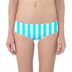 Vertical Stripes - White and Aqua Cyan Classic Bikini Bottoms