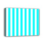 Vertical Stripes - White and Aqua Cyan Deluxe Canvas 14  x 11  (Stretched)