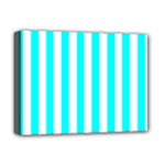 Vertical Stripes - White and Aqua Cyan Deluxe Canvas 16  x 12  (Stretched)