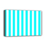 Vertical Stripes - White and Aqua Cyan Deluxe Canvas 18  x 12  (Stretched)