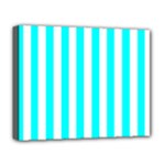 Vertical Stripes - White and Aqua Cyan Deluxe Canvas 20  x 16  (Stretched)