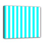 Vertical Stripes - White and Aqua Cyan Deluxe Canvas 24  x 20  (Stretched)