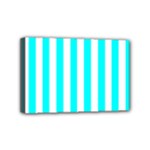 Vertical Stripes - White and Aqua Cyan Mini Canvas 6  x 4  (Stretched)