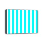 Vertical Stripes - White and Aqua Cyan Mini Canvas 7  x 5  (Stretched)
