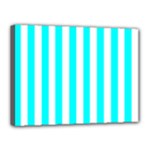 Vertical Stripes - White and Aqua Cyan Canvas 16  x 12  (Stretched)