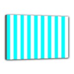 Vertical Stripes - White and Aqua Cyan Canvas 18  x 12  (Stretched)