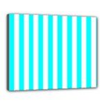 Vertical Stripes - White and Aqua Cyan Canvas 20  x 16  (Stretched)