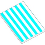 Vertical Stripes - White and Aqua Cyan Large Memo Pads