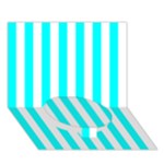 Vertical Stripes - White and Aqua Cyan Circle Bottom 3D Greeting Card (7x5)