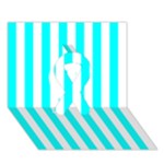 Vertical Stripes - White and Aqua Cyan Ribbon 3D Greeting Card (7x5)