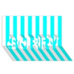 Vertical Stripes - White and Aqua Cyan SORRY 3D Greeting Card (8x4)