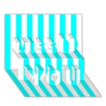 Vertical Stripes - White and Aqua Cyan Miss You 3D Greeting Card (7x5)