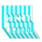 Vertical Stripes - White and Aqua Cyan Get Well 3D Greeting Card (7x5)