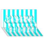 Vertical Stripes - White and Aqua Cyan Congrats Graduate 3D Greeting Card (8x4)