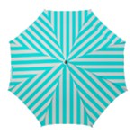 Vertical Stripes - White and Aqua Cyan Golf Umbrella