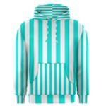 Vertical Stripes - White and Bright Turquoise Men s Pullover Hoodie