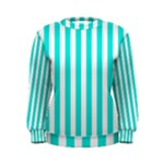 Vertical Stripes - White and Bright Turquoise Women s Sweatshirt