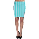Vertical Stripes - White and Bright Turquoise Bodycon Skirt