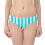 Vertical Stripes - White and Bright Turquoise Hipster Bikini Bottoms