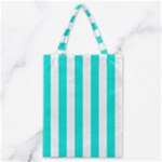 Vertical Stripes - White and Bright Turquoise Classic Tote Bag