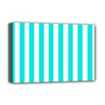 Vertical Stripes - White and Bright Turquoise Deluxe Canvas 18  x 12  (Stretched)