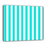 Vertical Stripes - White and Bright Turquoise Canvas 24  x 20  (Stretched)