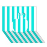 Vertical Stripes - White and Bright Turquoise Apple 3D Greeting Card (7x5)