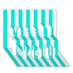 Vertical Stripes - White and Bright Turquoise Miss You 3D Greeting Card (7x5)