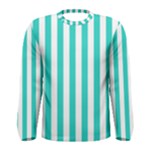 Vertical Stripes - White and Turquoise Men s Long Sleeve T-shirt