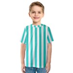 Vertical Stripes - White and Turquoise Kid s Sport Mesh Tee