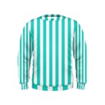 Vertical Stripes - White and Turquoise Kid s Sweatshirt