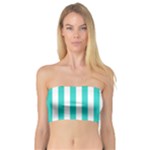 Vertical Stripes - White and Turquoise Bandeau Top