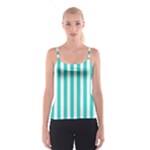 Vertical Stripes - White and Turquoise Spaghetti Strap Top