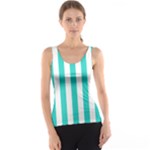 Vertical Stripes - White and Turquoise Tank Top