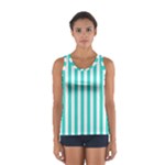 Vertical Stripes - White and Turquoise Women s Sport Tank Top