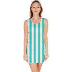 Vertical Stripes - White and Turquoise Bodycon Dress