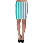 Vertical Stripes - White and Turquoise Bodycon Skirt
