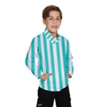 Vertical Stripes - White and Turquoise Wind Breaker (Kids)