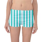 Vertical Stripes - White and Turquoise Boyleg Bikini Bottoms