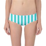 Vertical Stripes - White and Turquoise Classic Bikini Bottoms