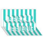 Vertical Stripes - White and Turquoise Best Friends 3D Greeting Card (8x4)